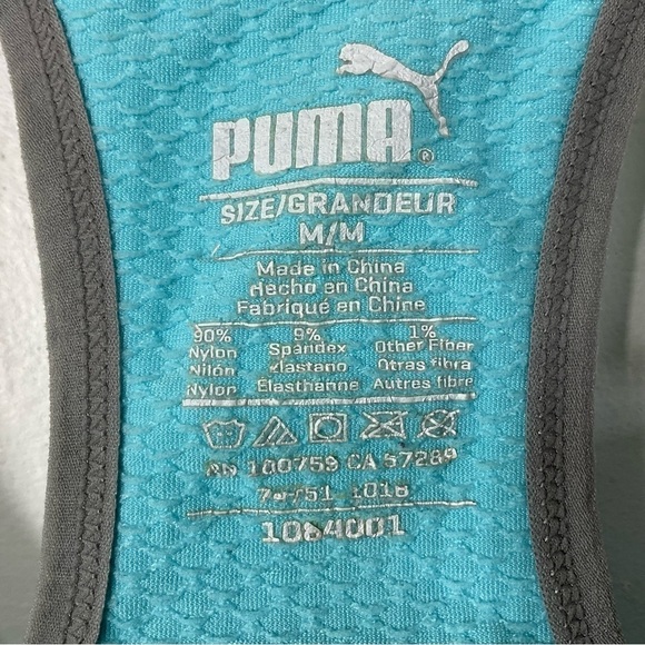 Puma Intimates Aqua Turquoise Blue Sports Bra M Padded Racer Back - Picture 6 of 9
